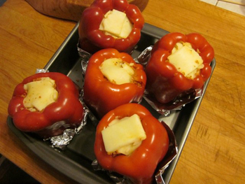 pan of stuffed peppers