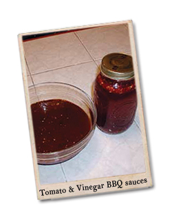 vinegar bbq sauce and tomato bbq sauce